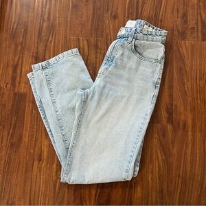Cotton On Long Straight Leg High Rise Light Wash Denim Jeans Womens size 4